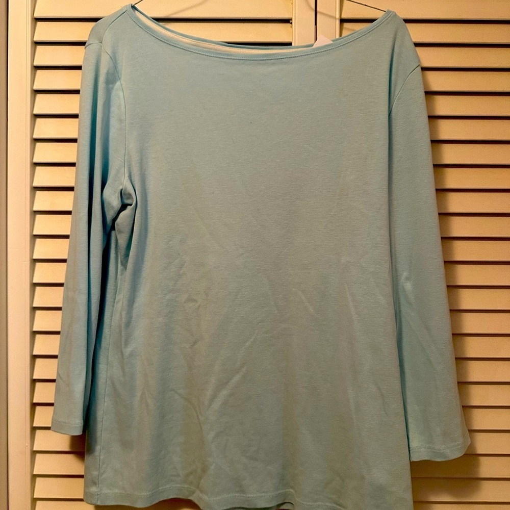Talbots 100% Pima cotton aqua top Medium